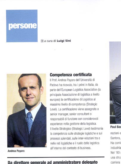 Competenza certificata articolo pubblicato in Logistica Maggio 2007